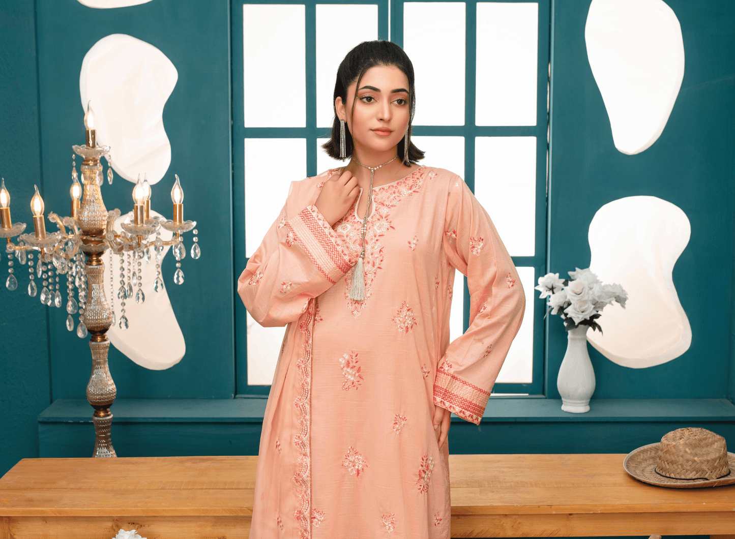 Premium Embroidered Chiffon 3-Piece Suit