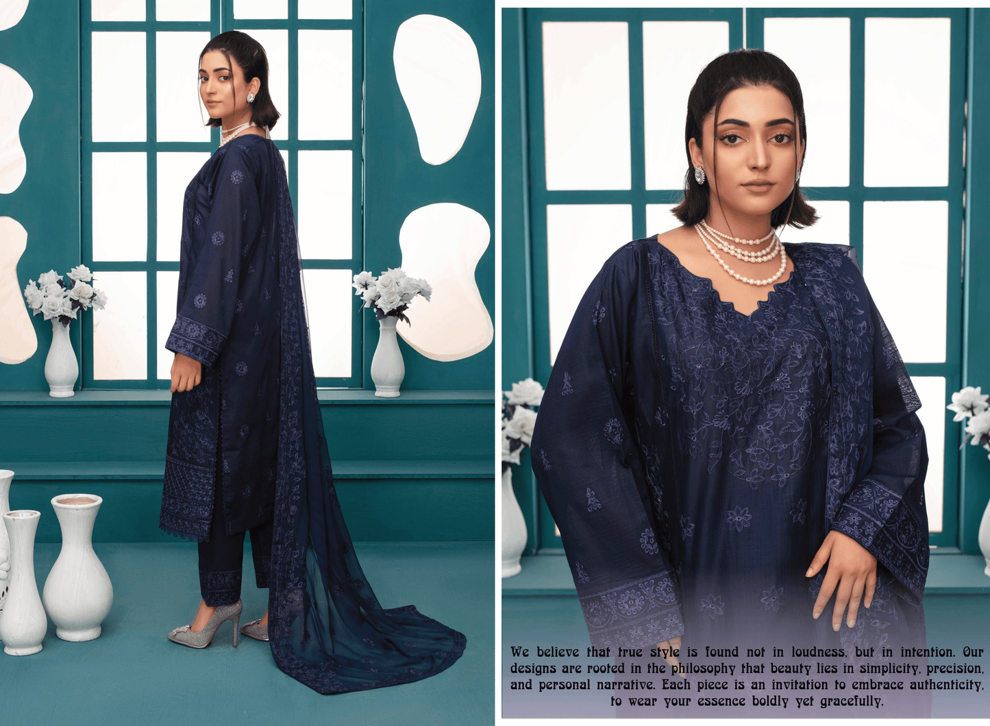 Premium Embroidered Chiffon 3-Piece Suit