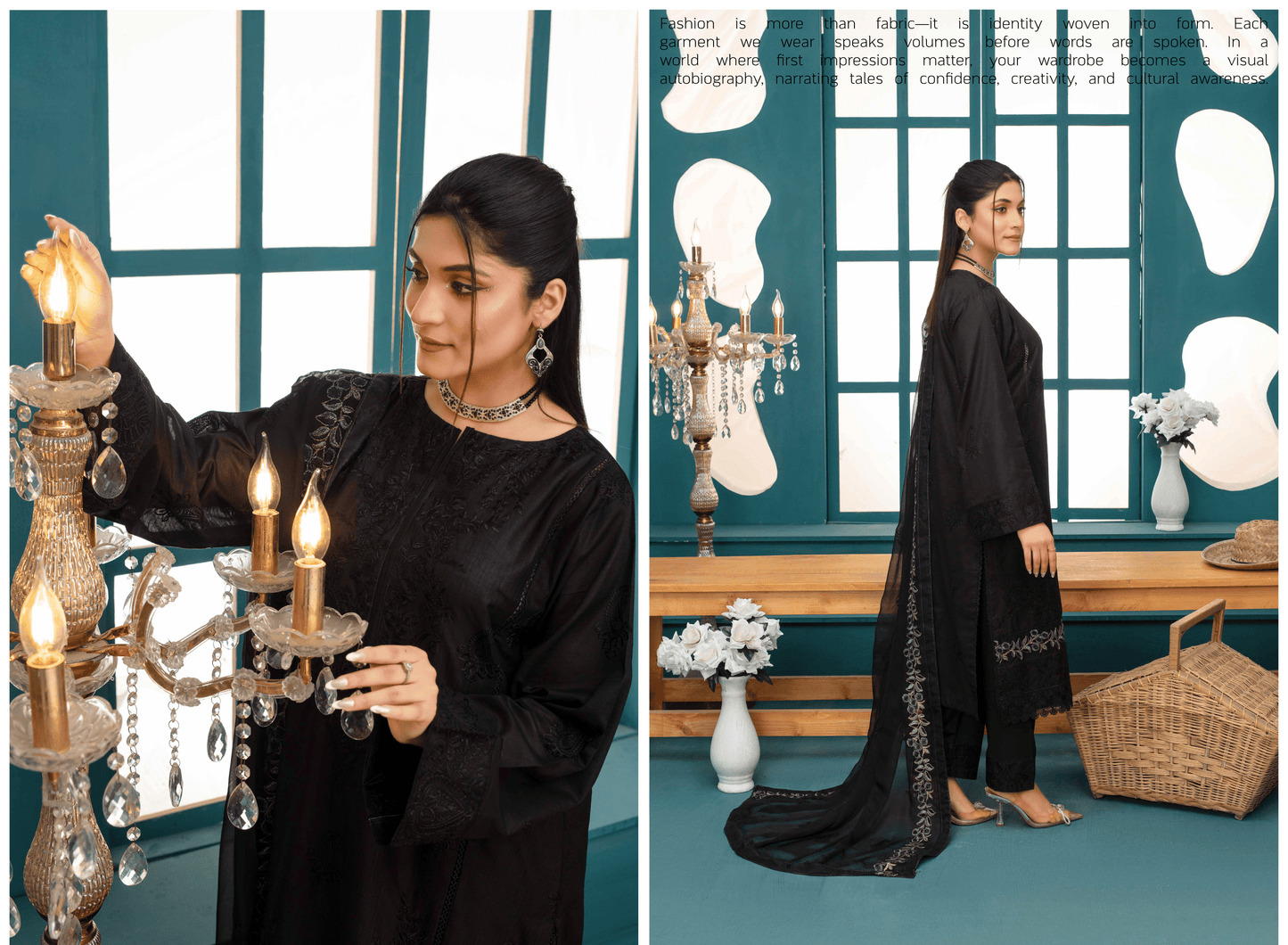 Premium Embroidered Chiffon 3-Piece Suit