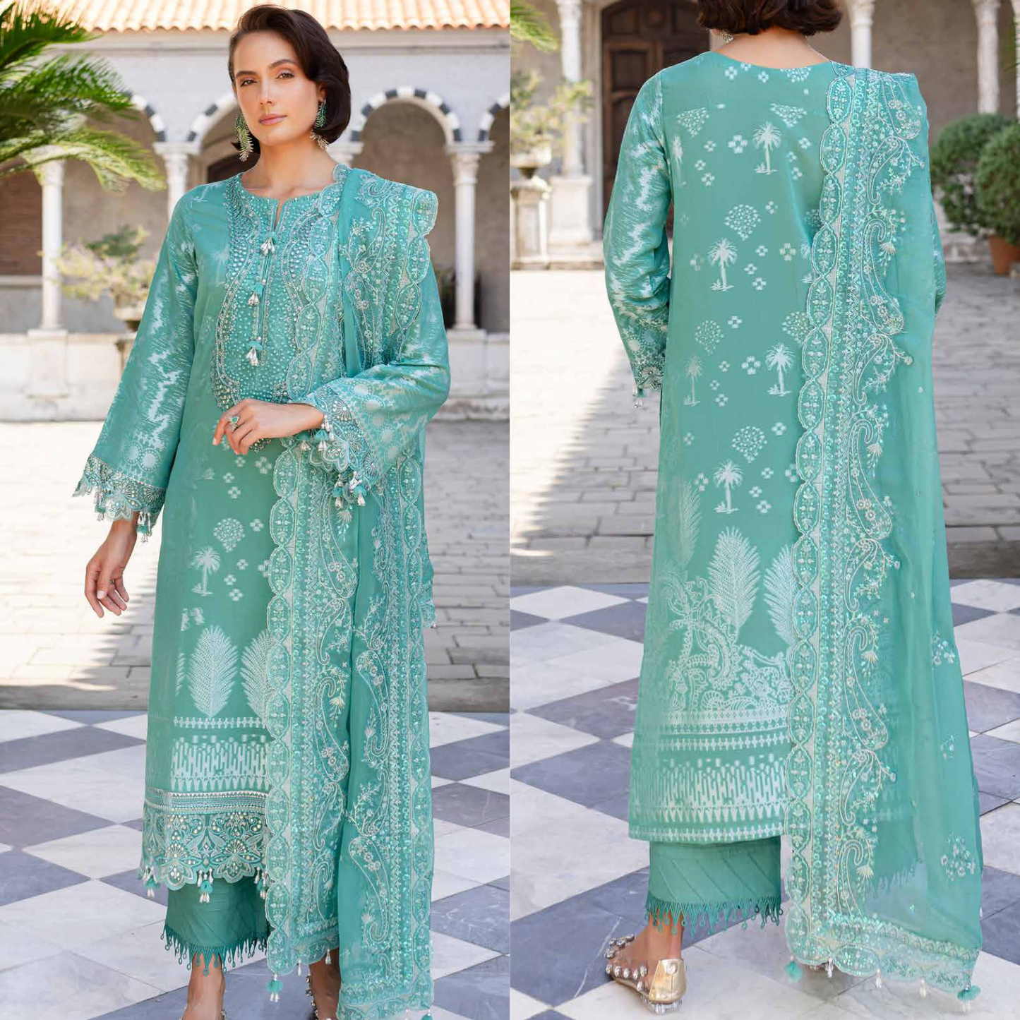 Nureh Embroidered Jacquard Lawn