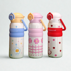 Cute Stainless Steel Insulated Bottle with Built-in Straw