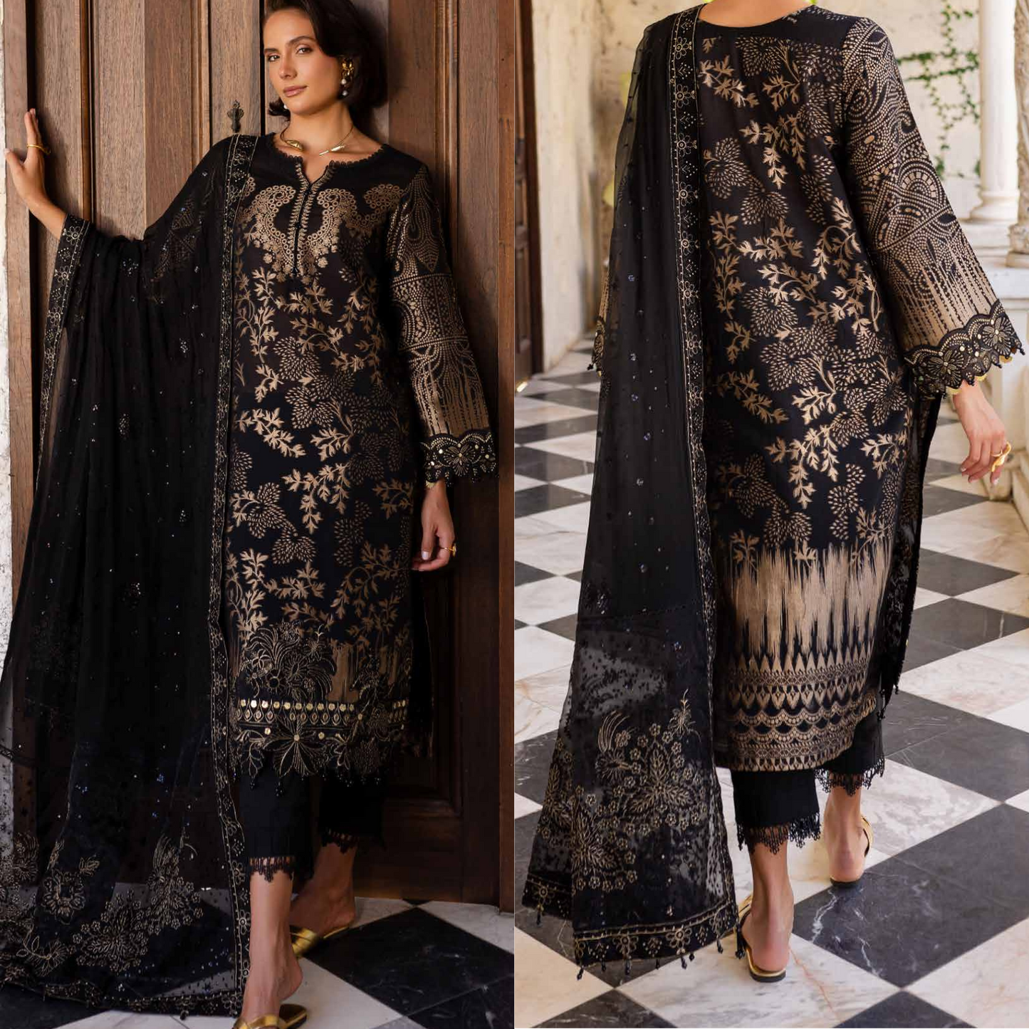 Nureh Embroidered Jacquard Lawn