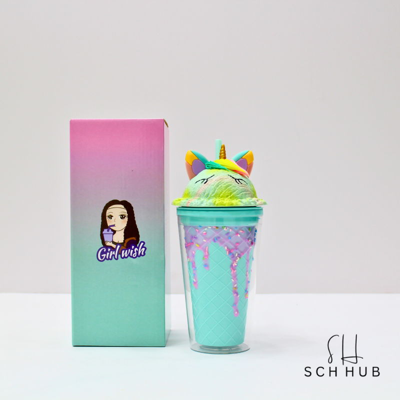 Juice Glass With Straw In Unicorn Style