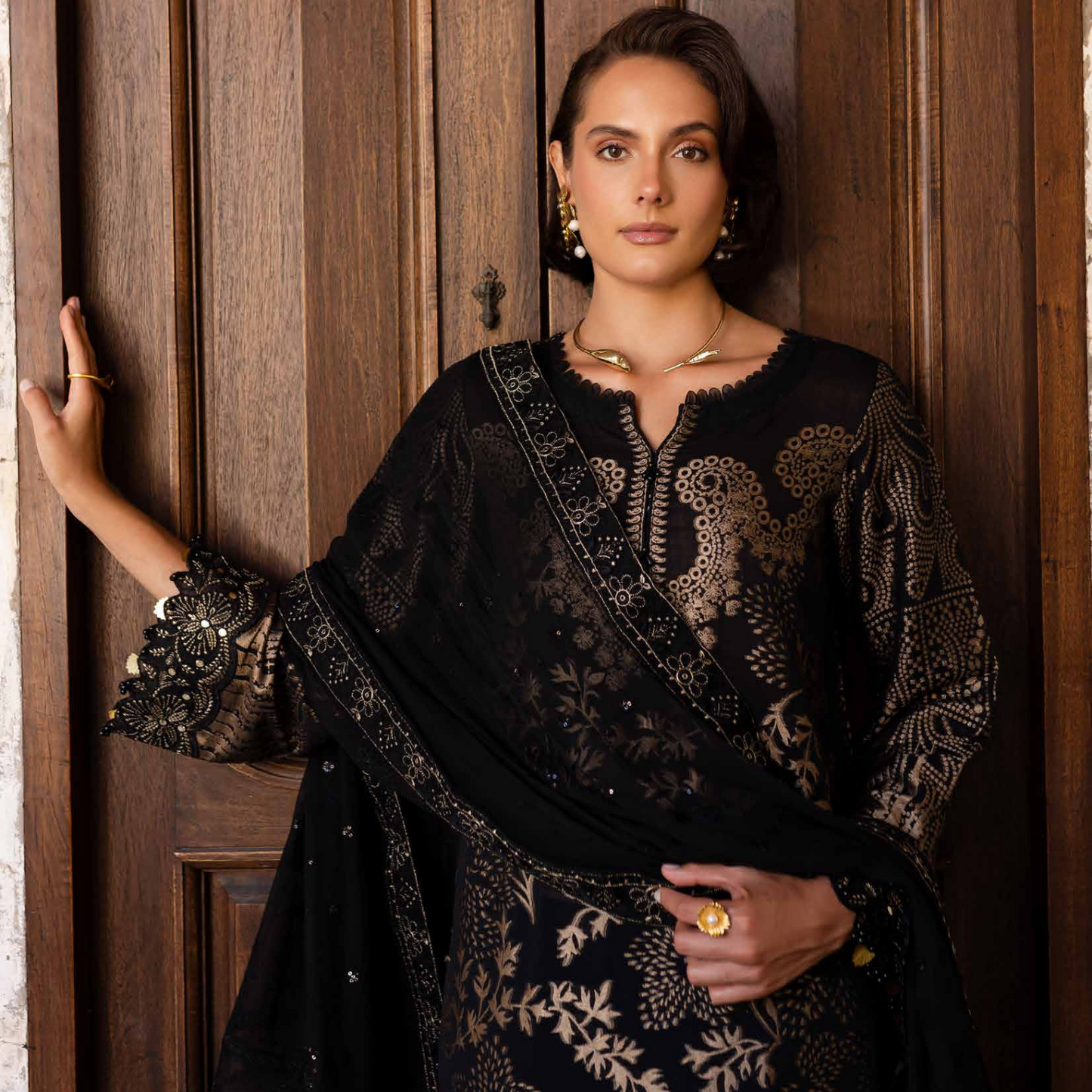 Nureh Embroidered Jacquard Lawn