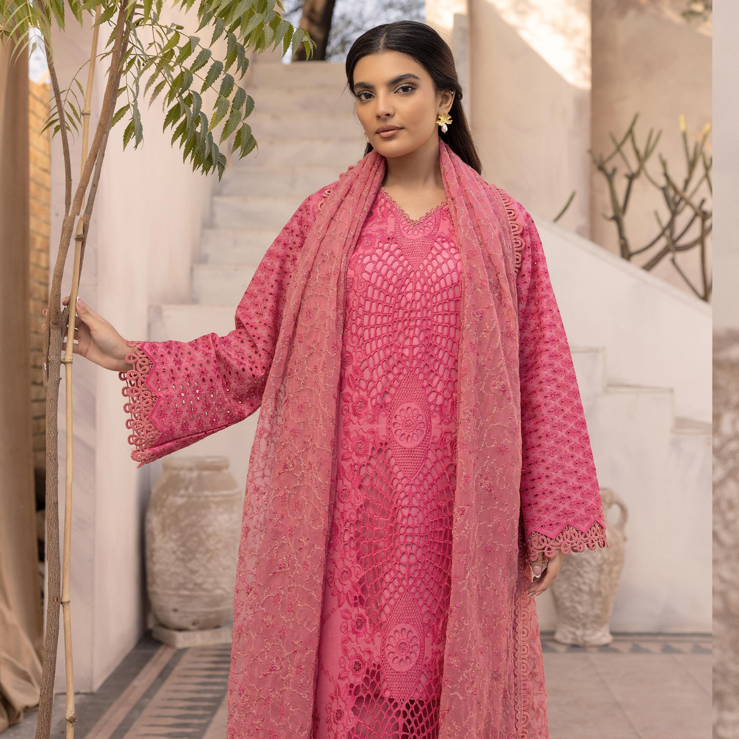 Mahees Elegant Embroidered Lawn with Embroidered Crinkle Dupatta