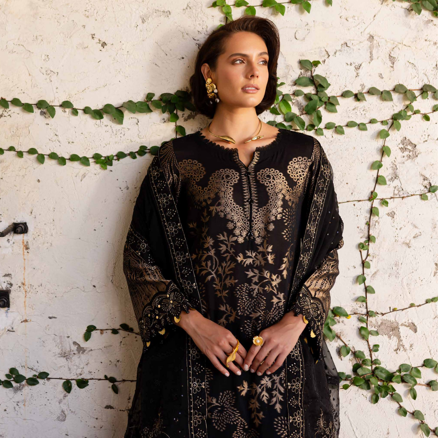 Nureh Embroidered Jacquard Lawn