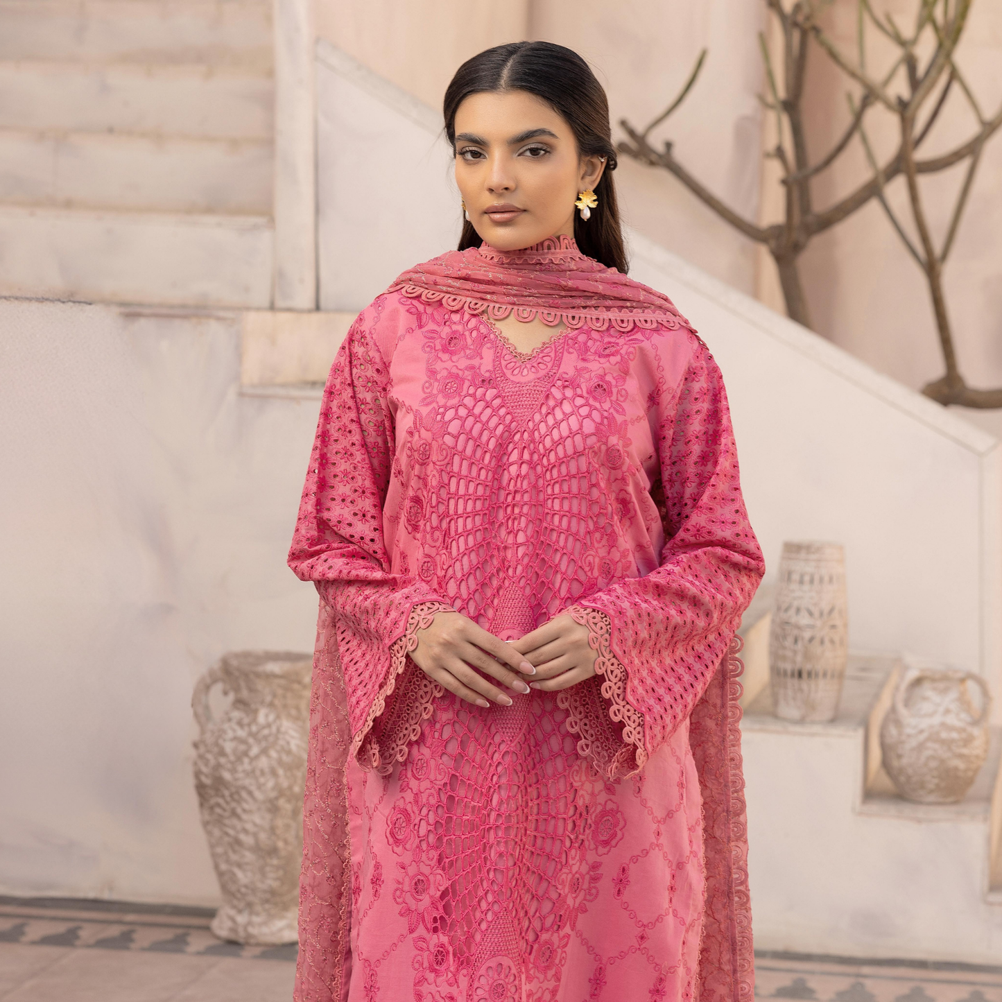 Mahees Elegant Embroidered Lawn with Embroidered Crinkle Dupatta