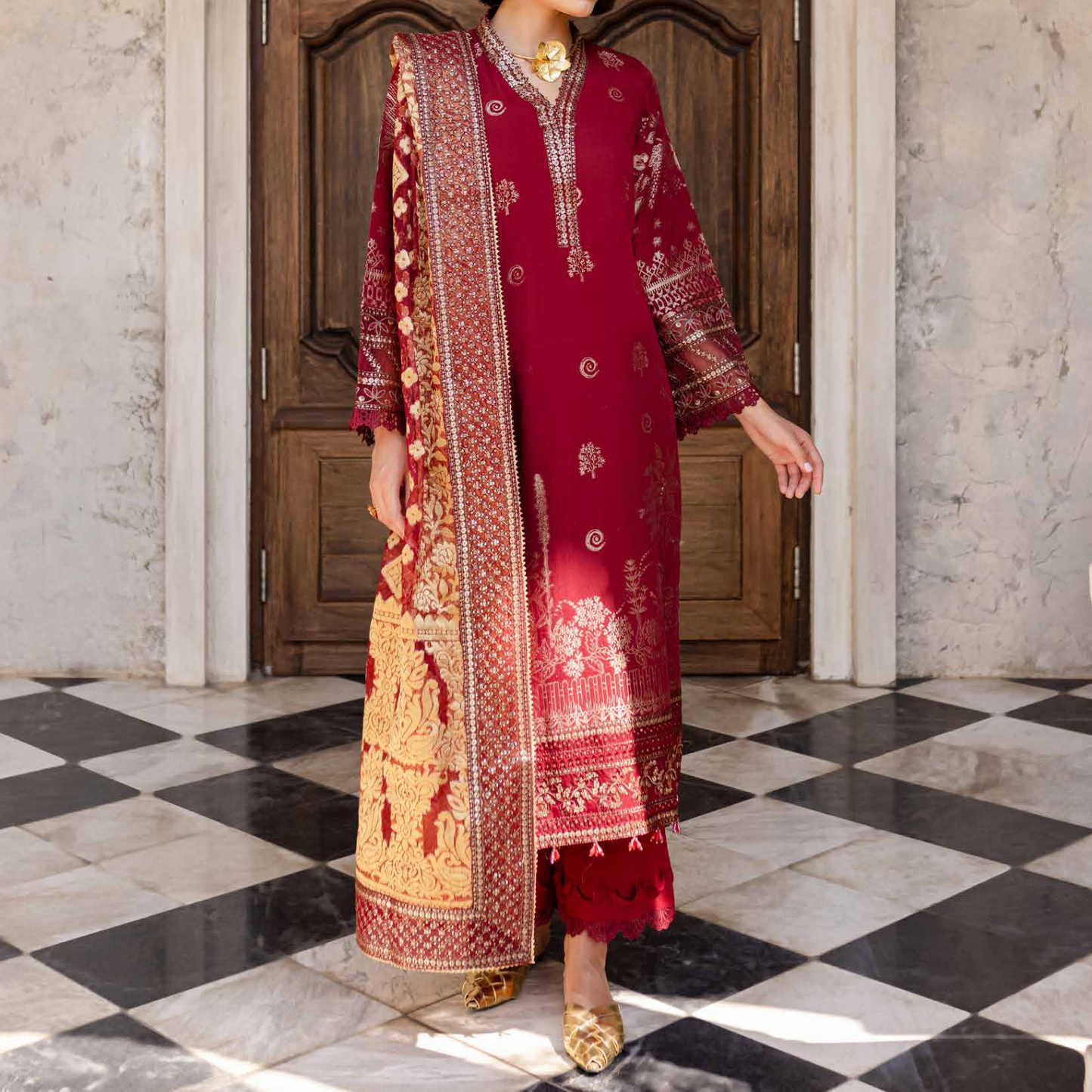 Nureh Embroidered Jacquard Lawn