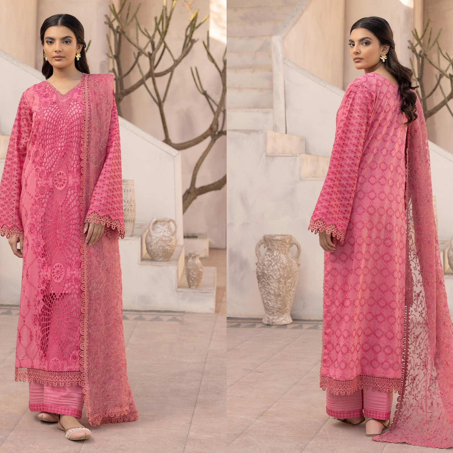 Mahees Elegant Embroidered Lawn with Embroidered Crinkle Dupatta