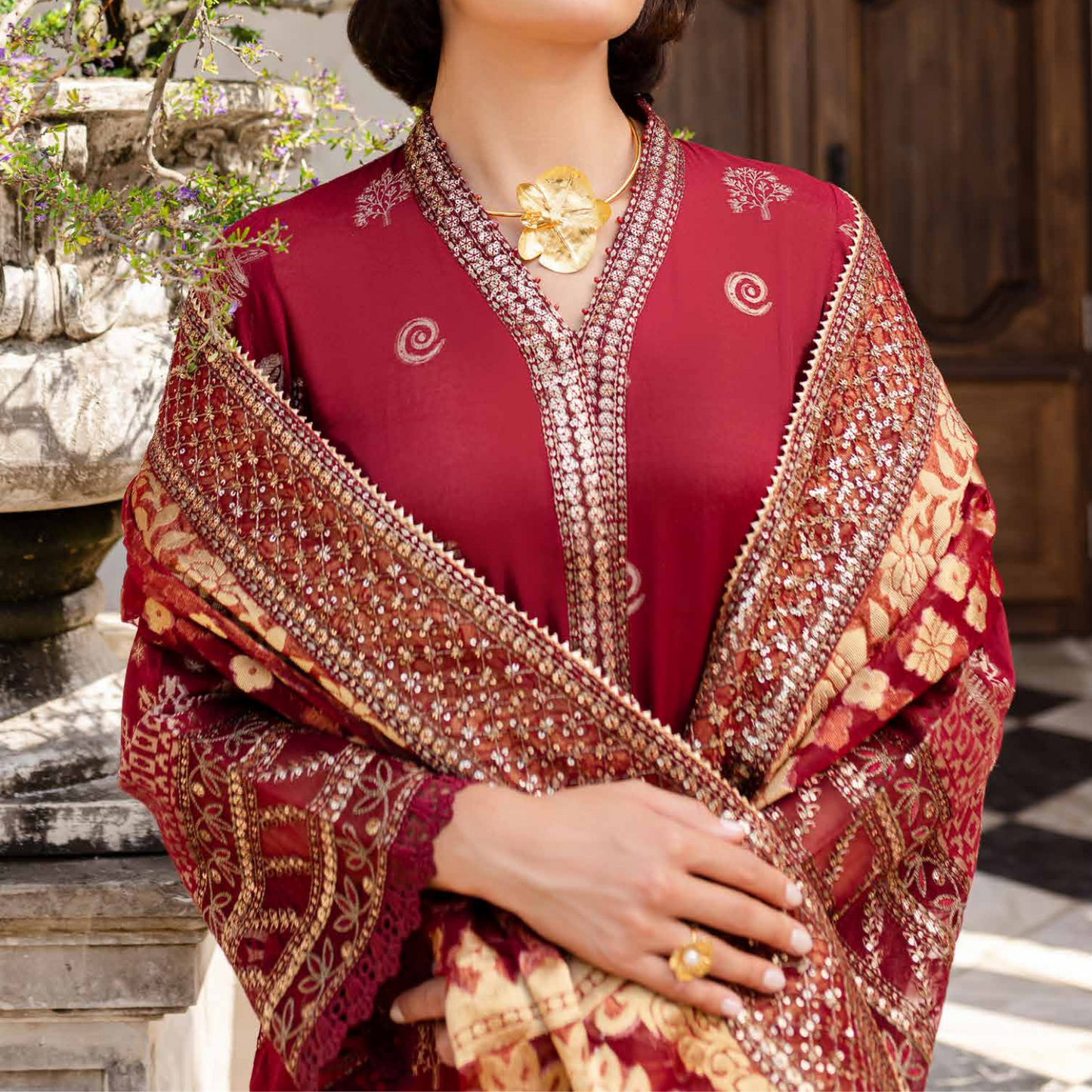 Nureh Embroidered Jacquard Lawn