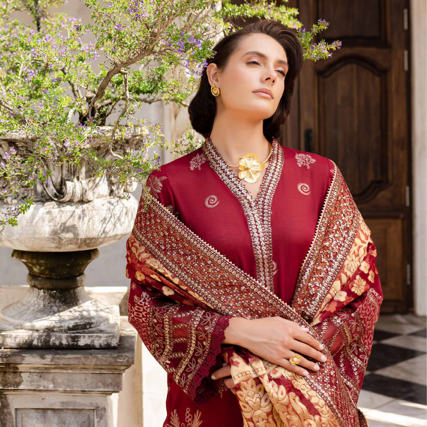 Nureh Embroidered Jacquard Lawn