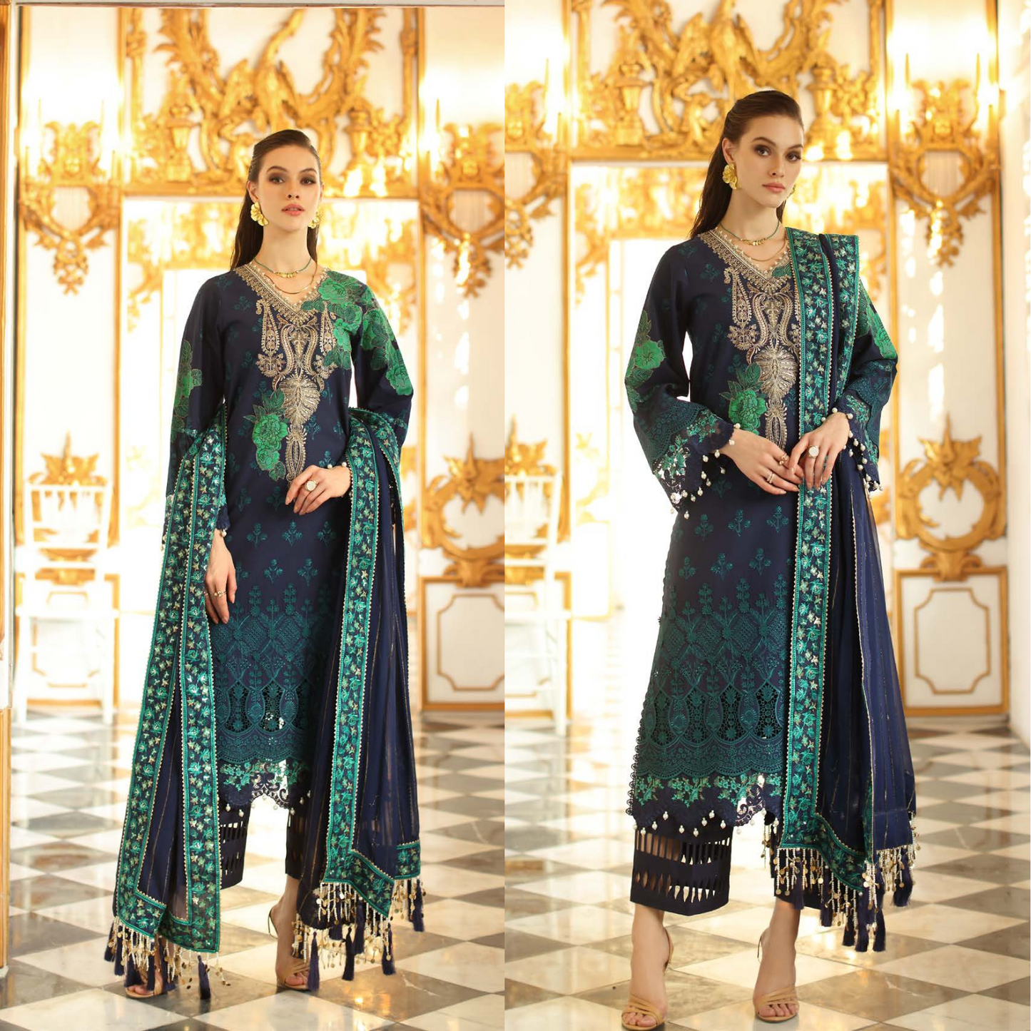 3-Piece Unstitched Premium Chiffli Collection