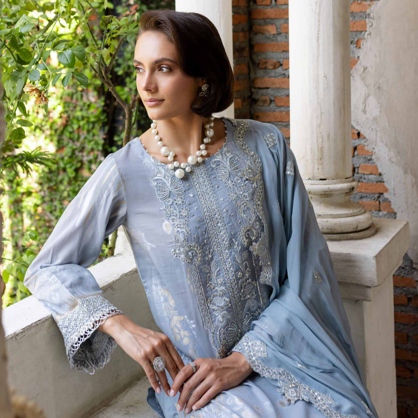 Nureh Embroidered Jacquard Lawn