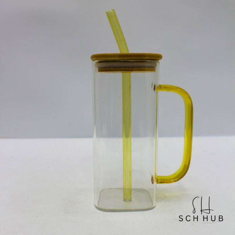 Glass Mug With Lid And Straw 400Ml