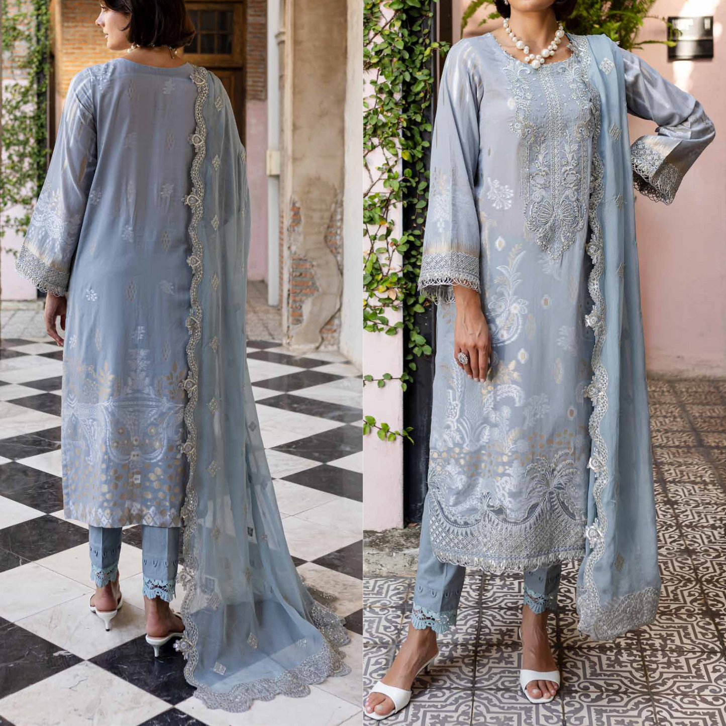 Nureh Embroidered Jacquard Lawn