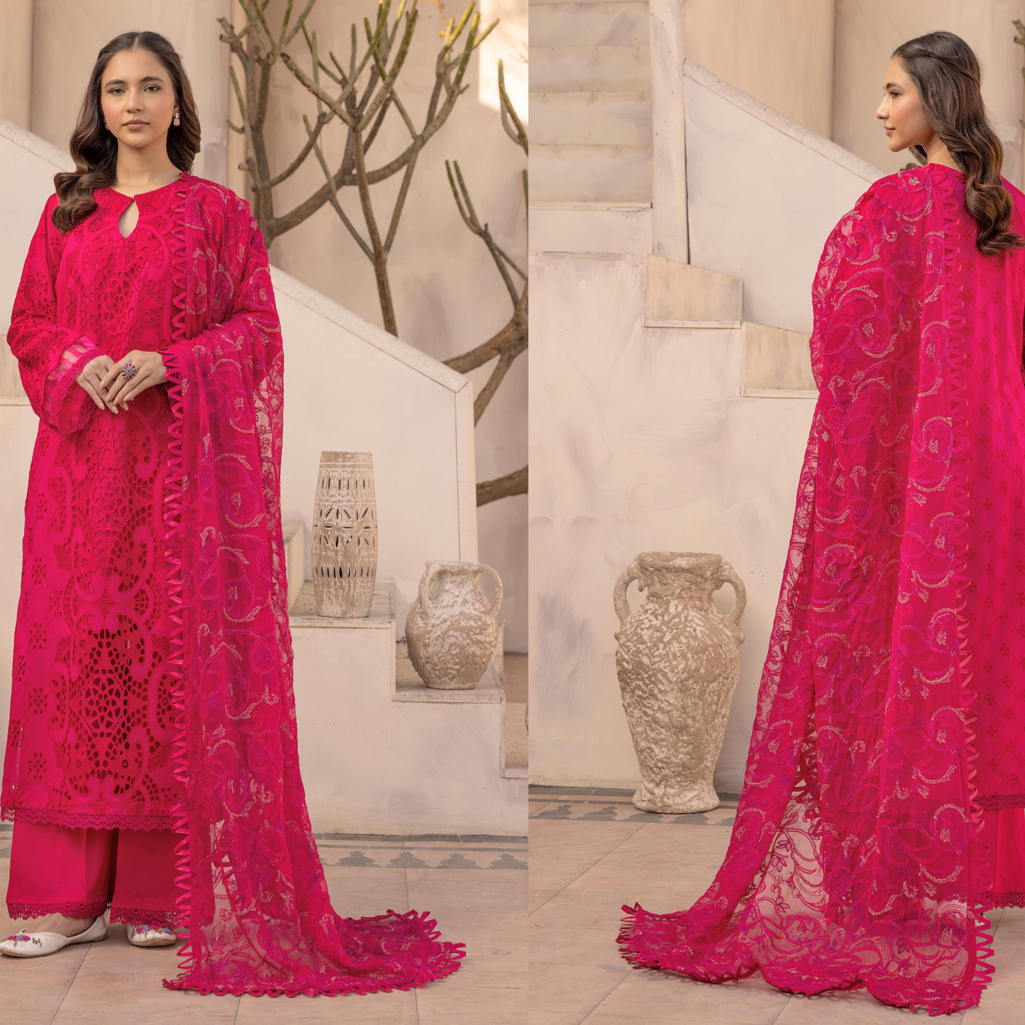 Mahees Elegant Embroidered Lawn with Embroidered Crinkle Dupatta