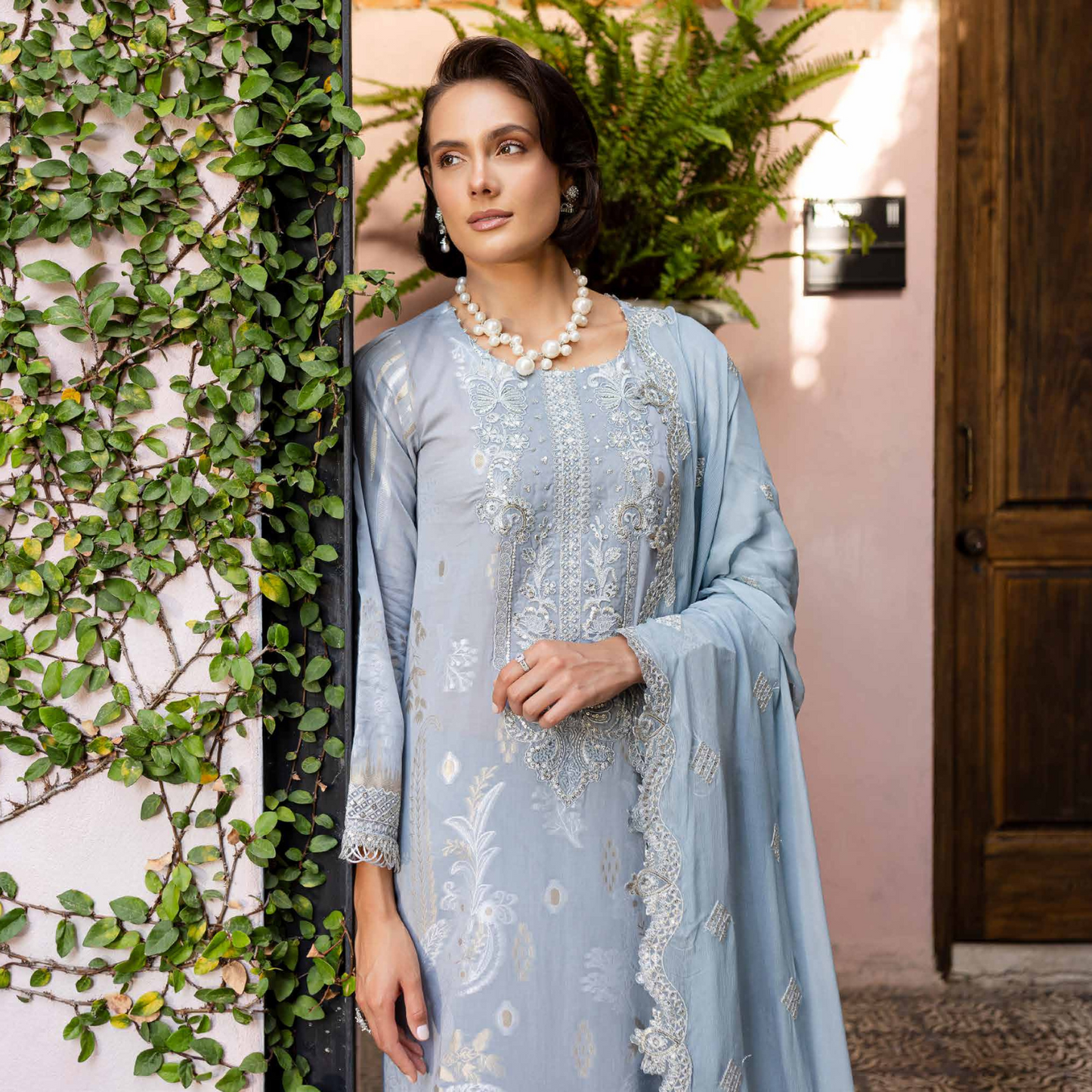 Nureh Embroidered Jacquard Lawn