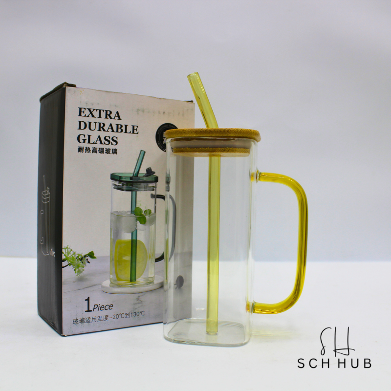 Glass Mug With Lid And Straw 400Ml