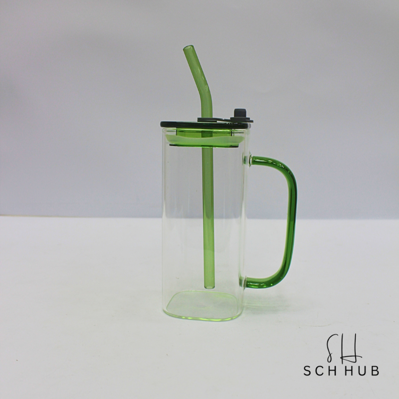 Glass Mug With Lid And Straw 400Ml