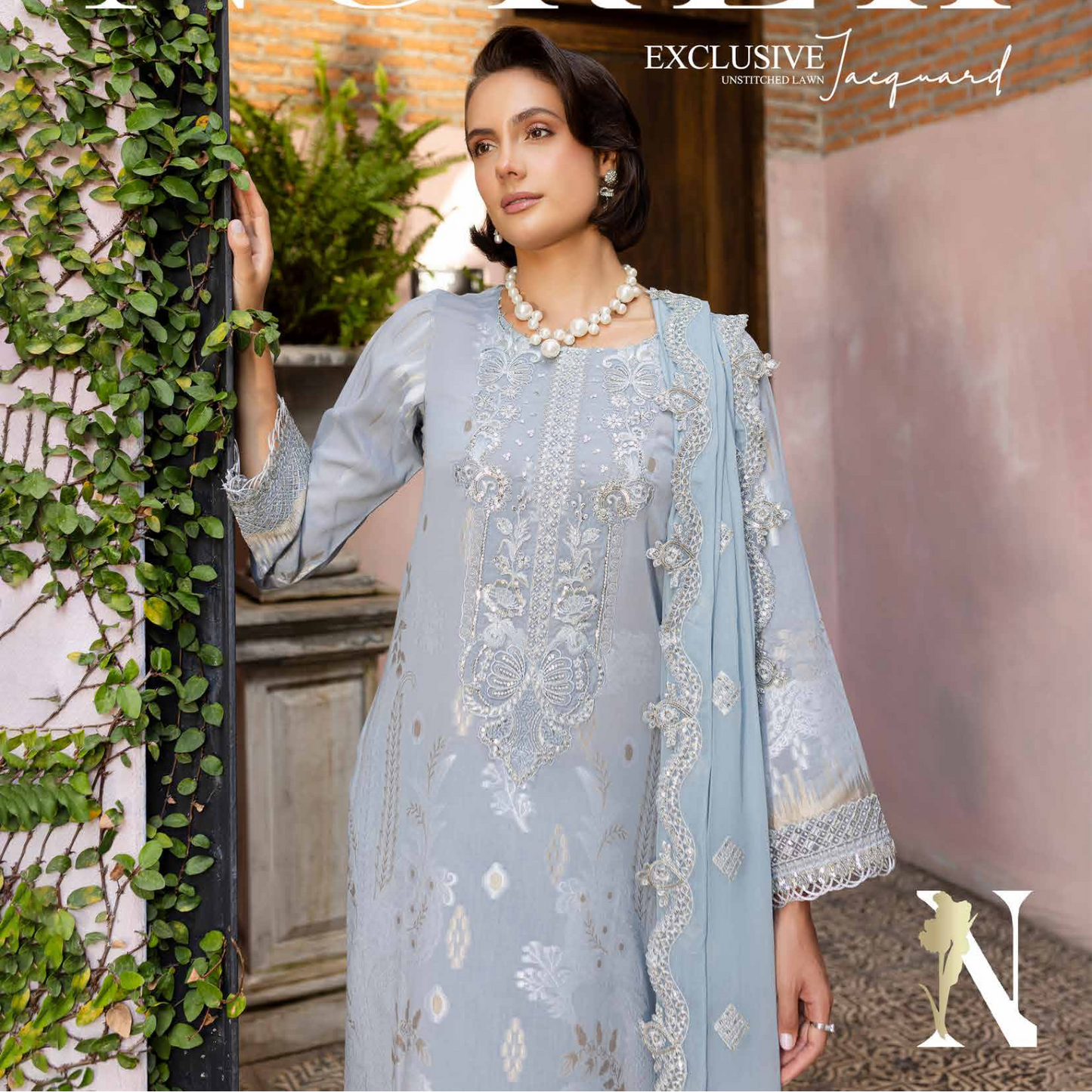 Nureh Embroidered Jacquard Lawn