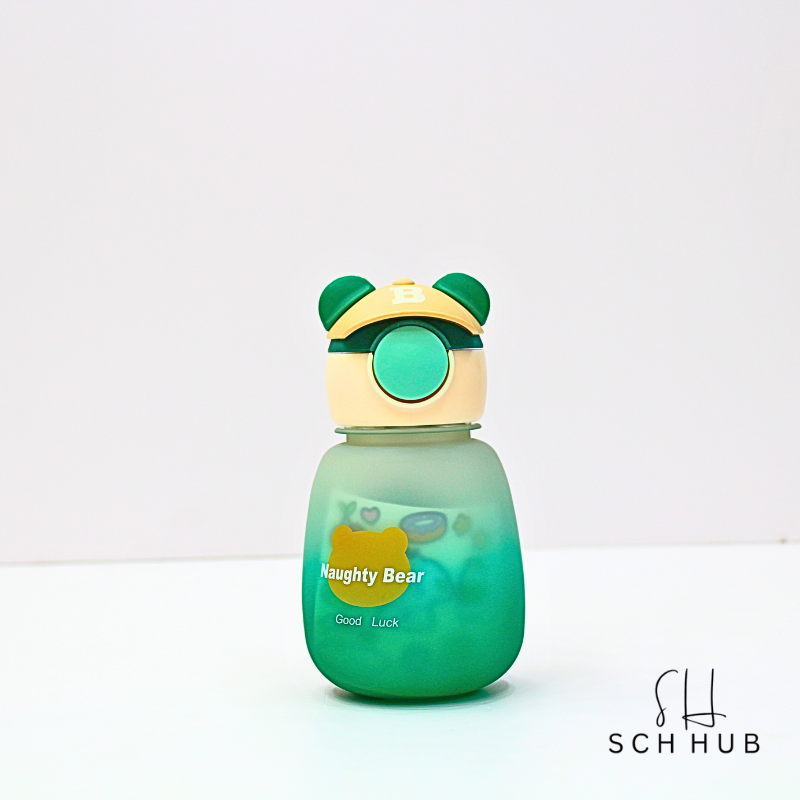 Water Bottle In Bear Shape with straw 650ml