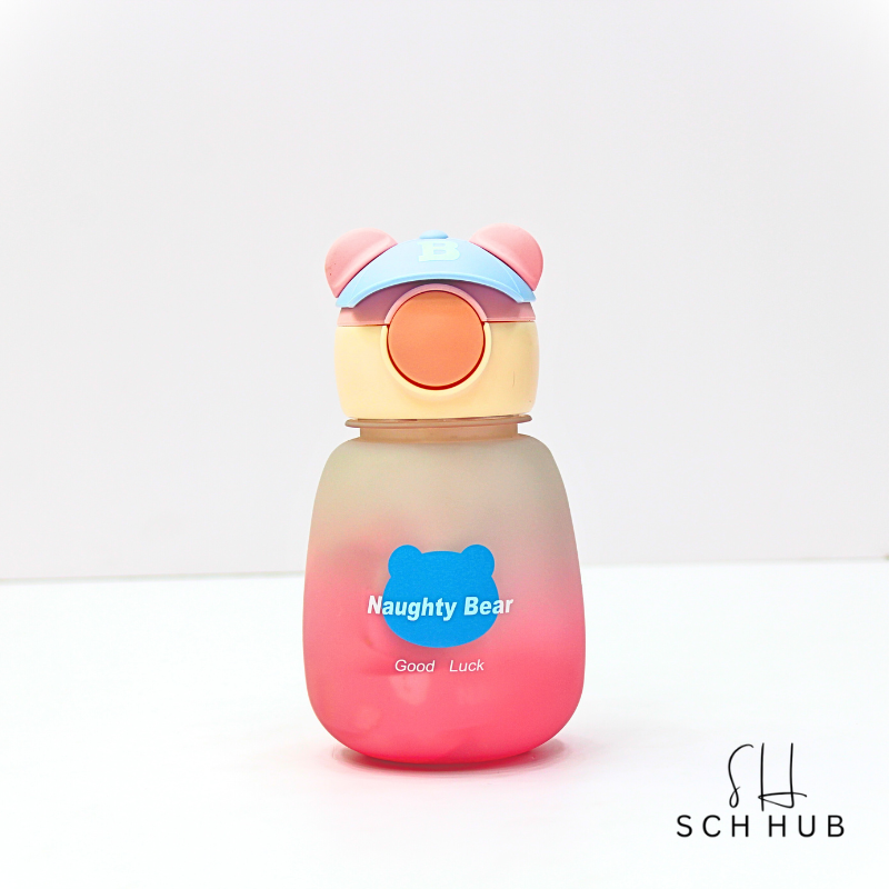 Water Bottle In Bear Shape with straw 650ml