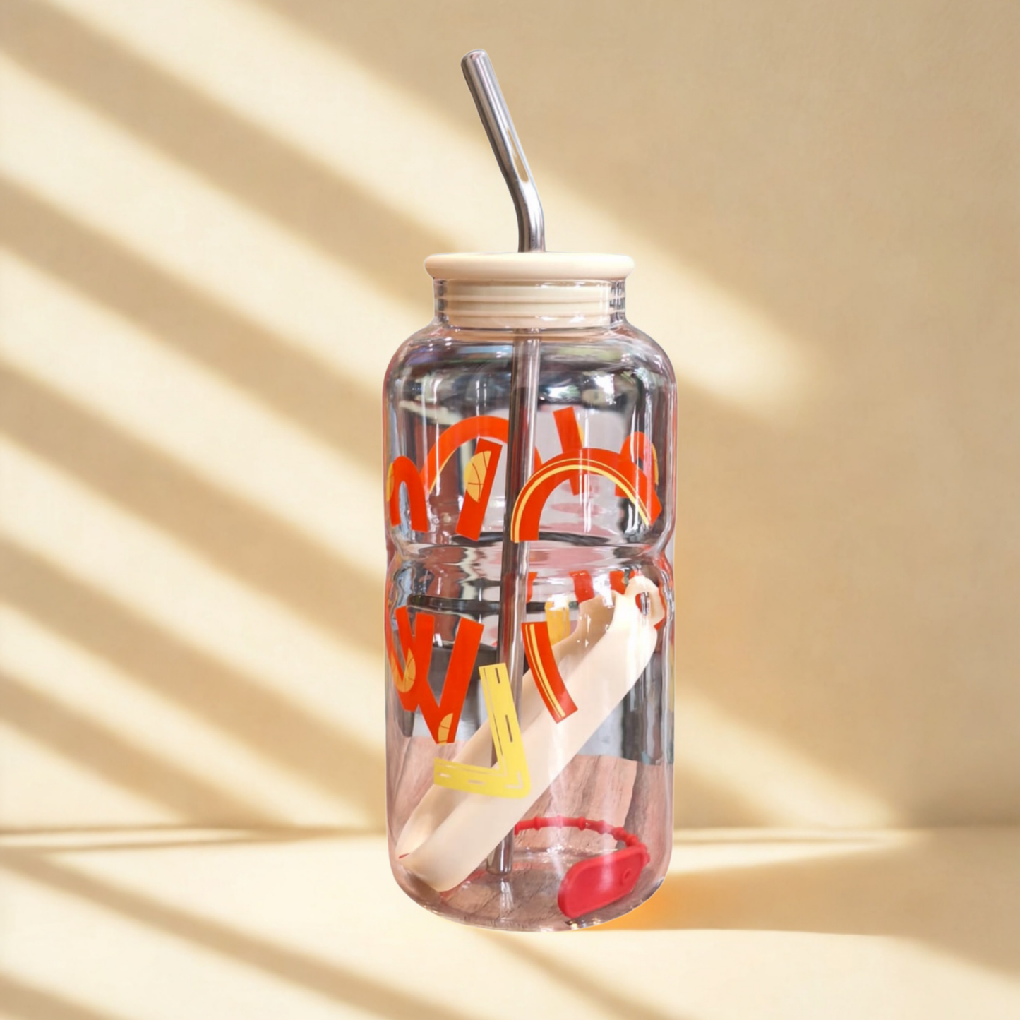 Glass Tumbler with Straw & Lid 700 ml
