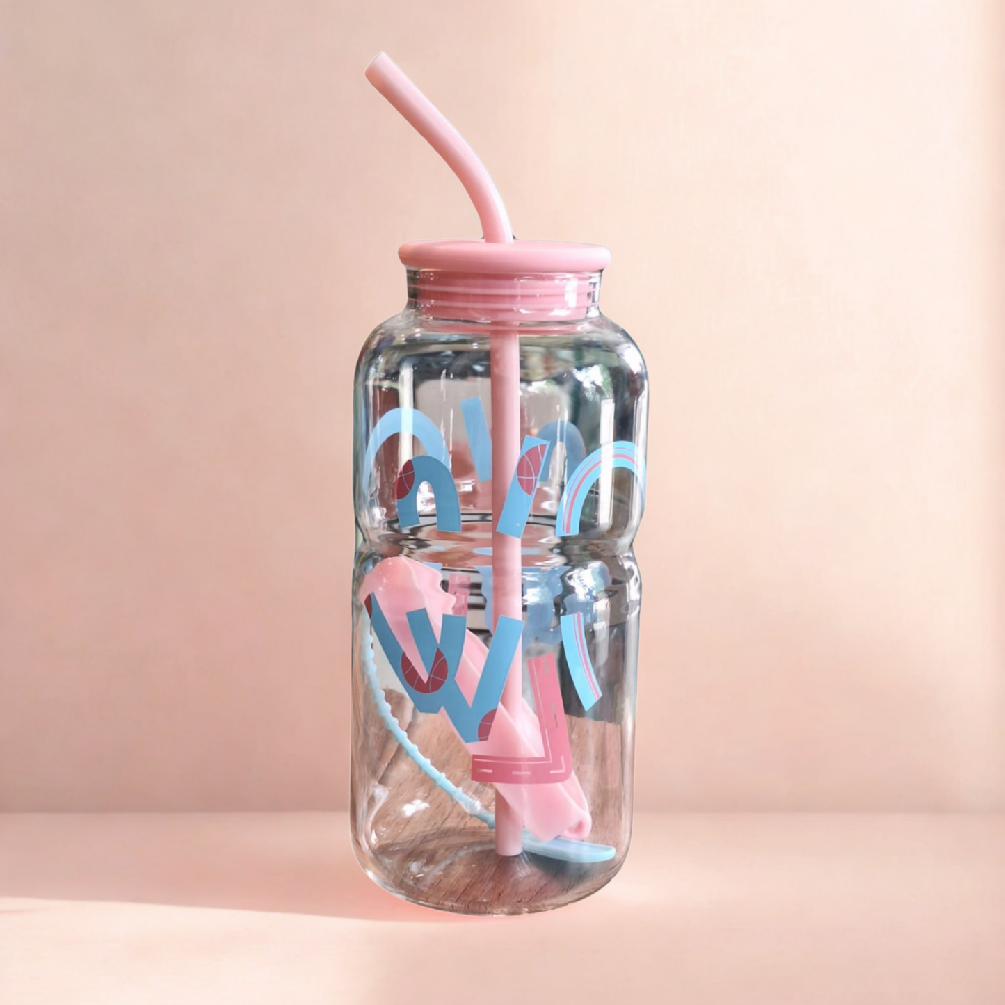Glass Tumbler with Straw & Lid 700 ml