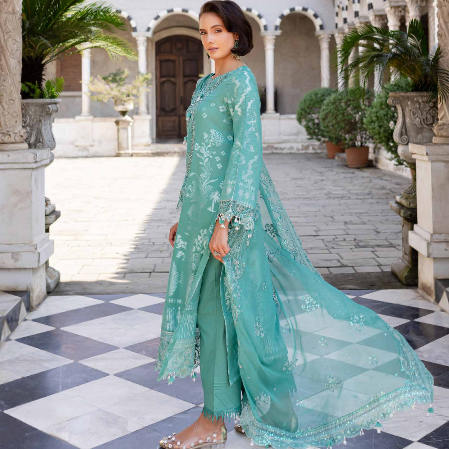 Nureh Embroidered Jacquard Lawn