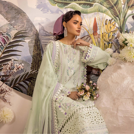 Safwa Ivory 3-Piece Embroidered Lawn