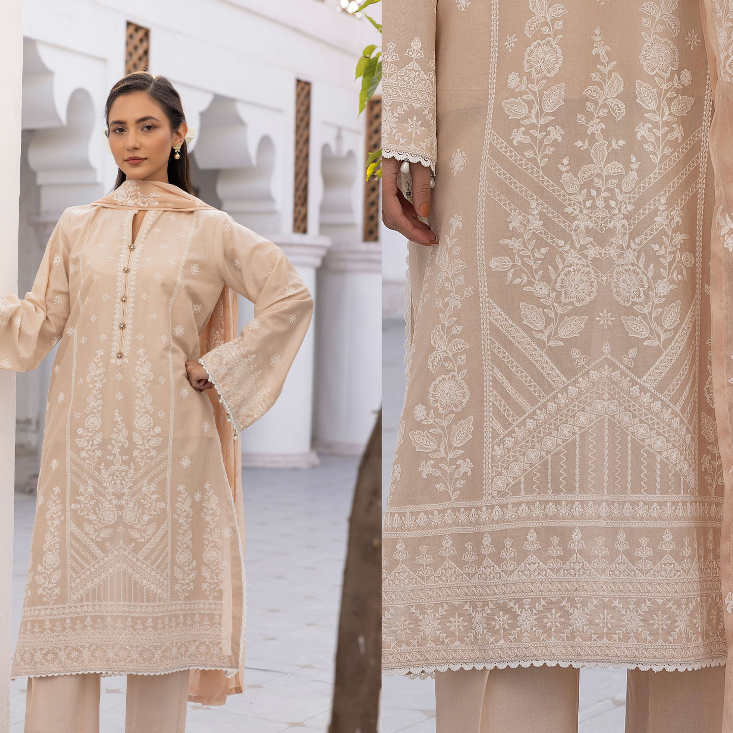 Mahees Exclusive Cotton Thread Embroidered Lawn