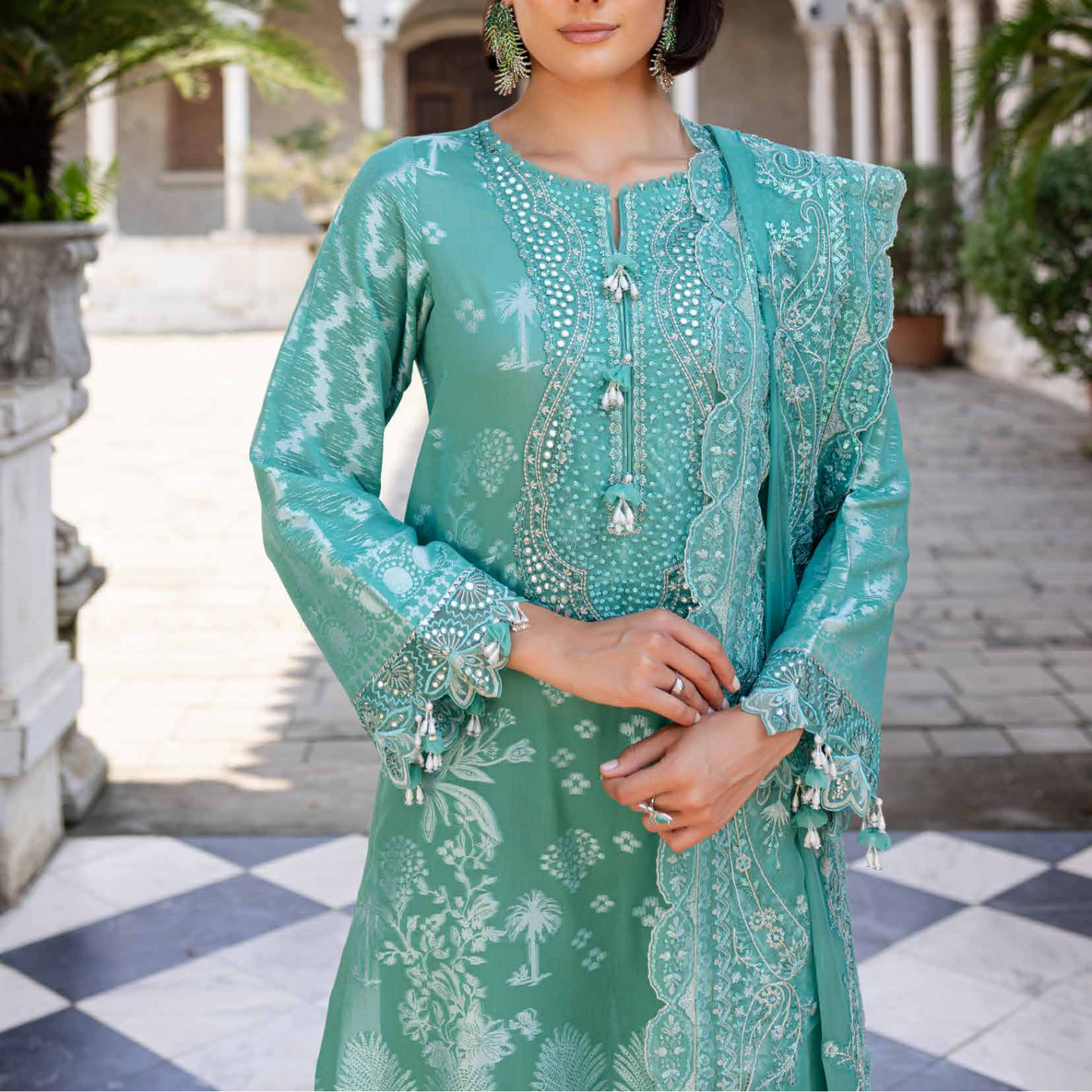 Nureh Embroidered Jacquard Lawn