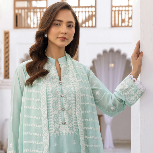 Mahees Exclusive Cotton Thread Embroidered Lawn