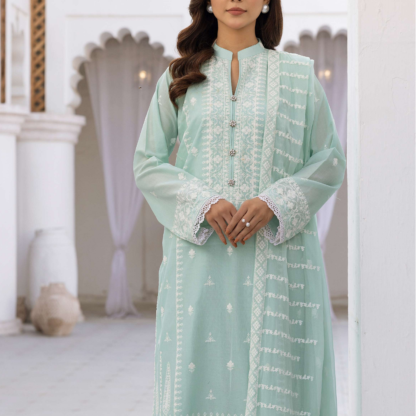 Mahees Exclusive Cotton Thread Embroidered Lawn