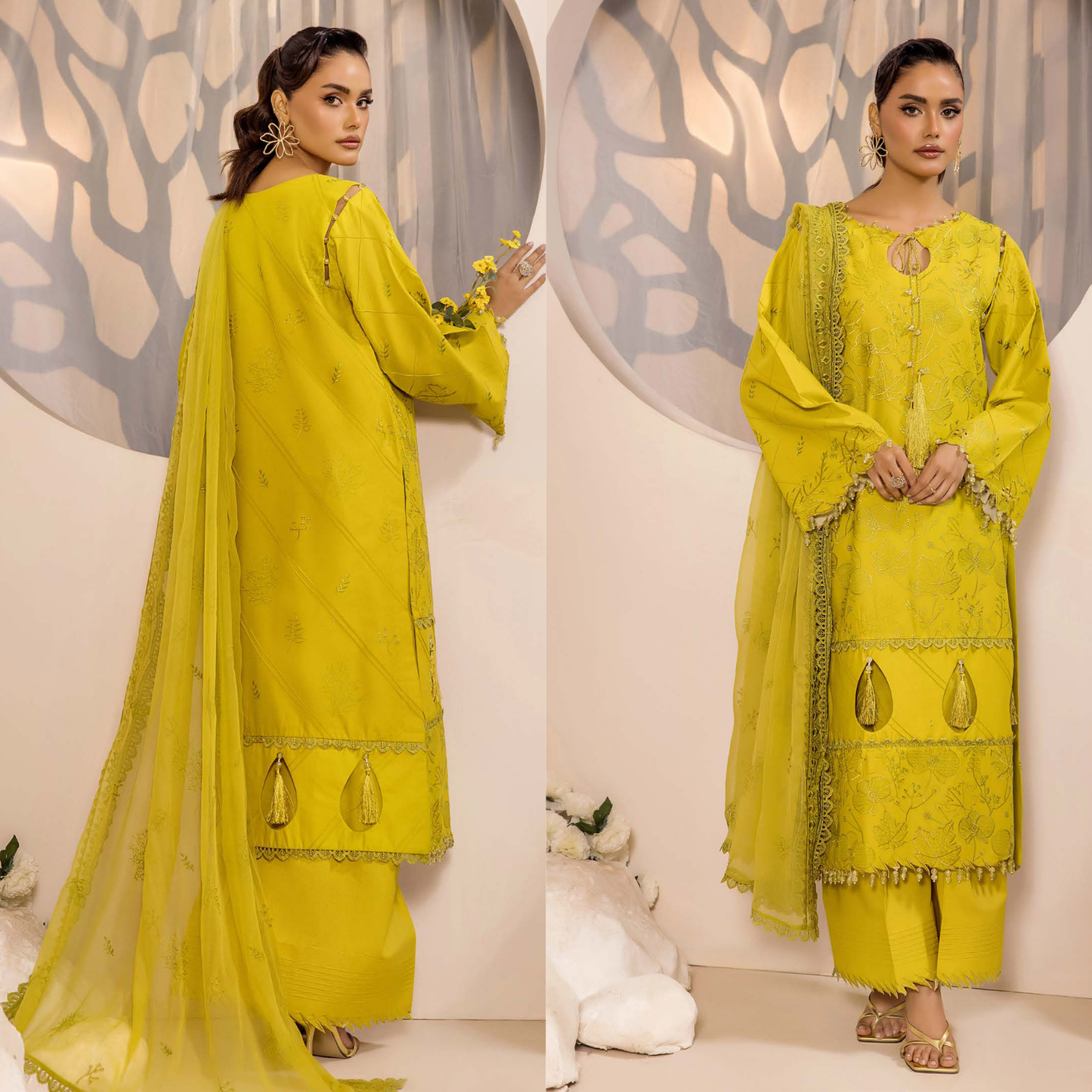 Safwa Ivory 3-Piece Embroidered Lawn