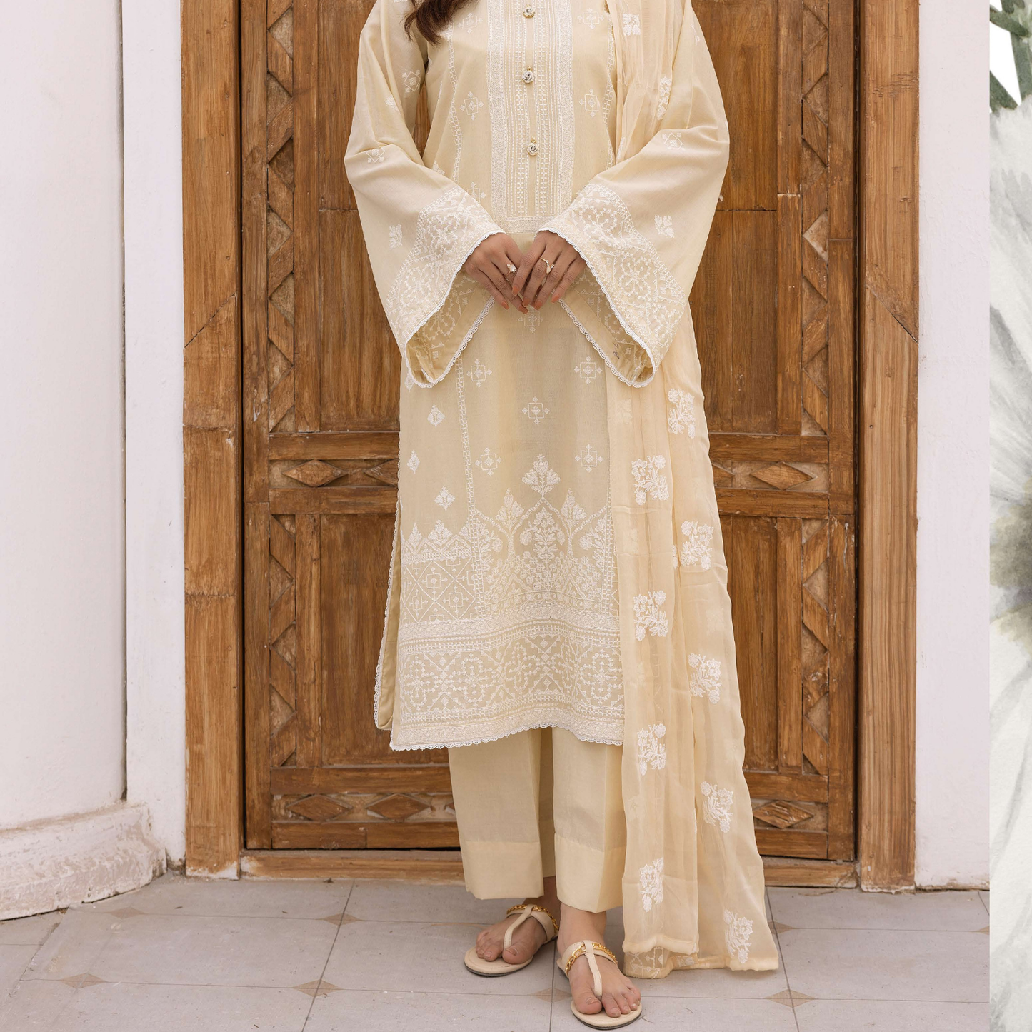 Mahees Exclusive Cotton Thread Embroidered Lawn