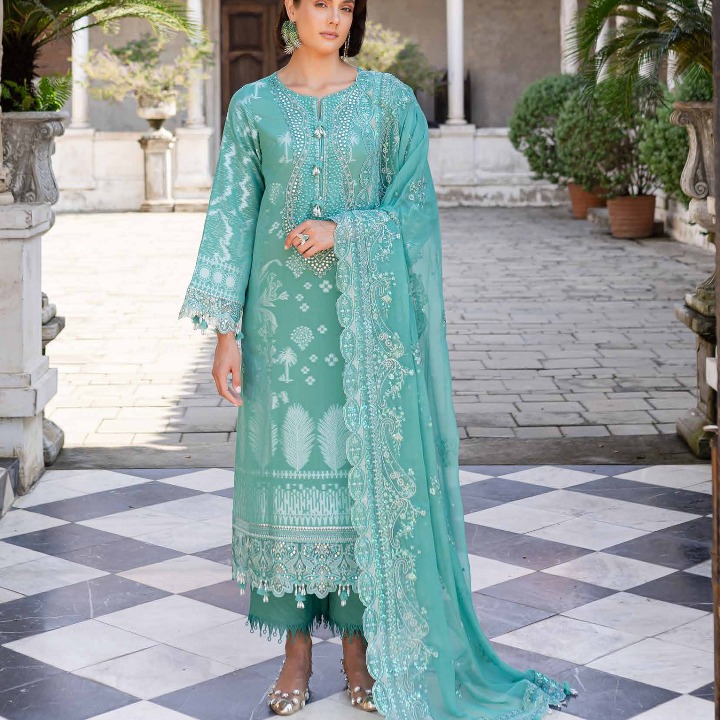 Nureh Embroidered Jacquard Lawn