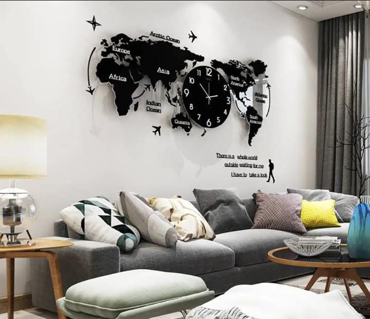 Acrylic World Map Wall Clock