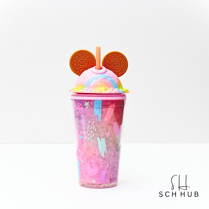 Bottle Rainbow Ice Cream Shape With Straw 450ml
