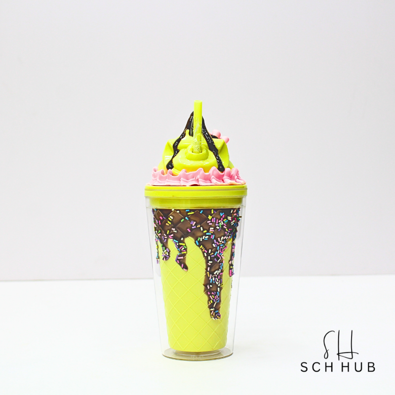 Bottle Rainbow Ice Cream Shape With Straw 450ml