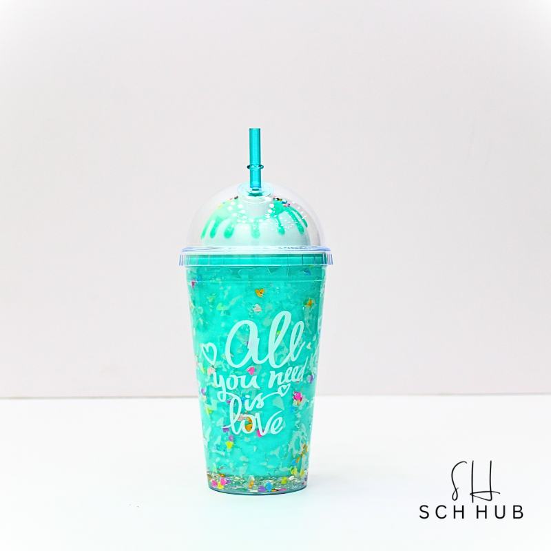 Bottle Rainbow Ice Cream Shape With Straw 450ml