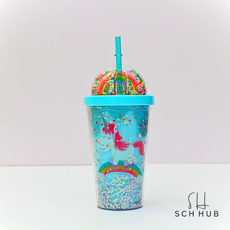 Bottle Rainbow Ice Cream Shape With Straw 450ml