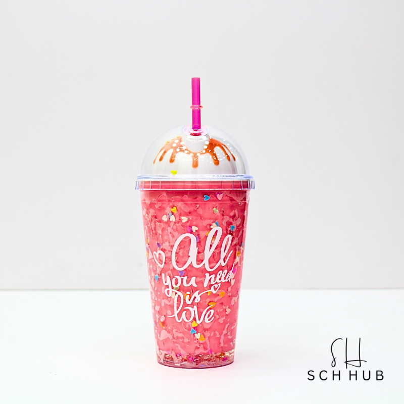 Bottle Rainbow Ice Cream Shape With Straw 450ml