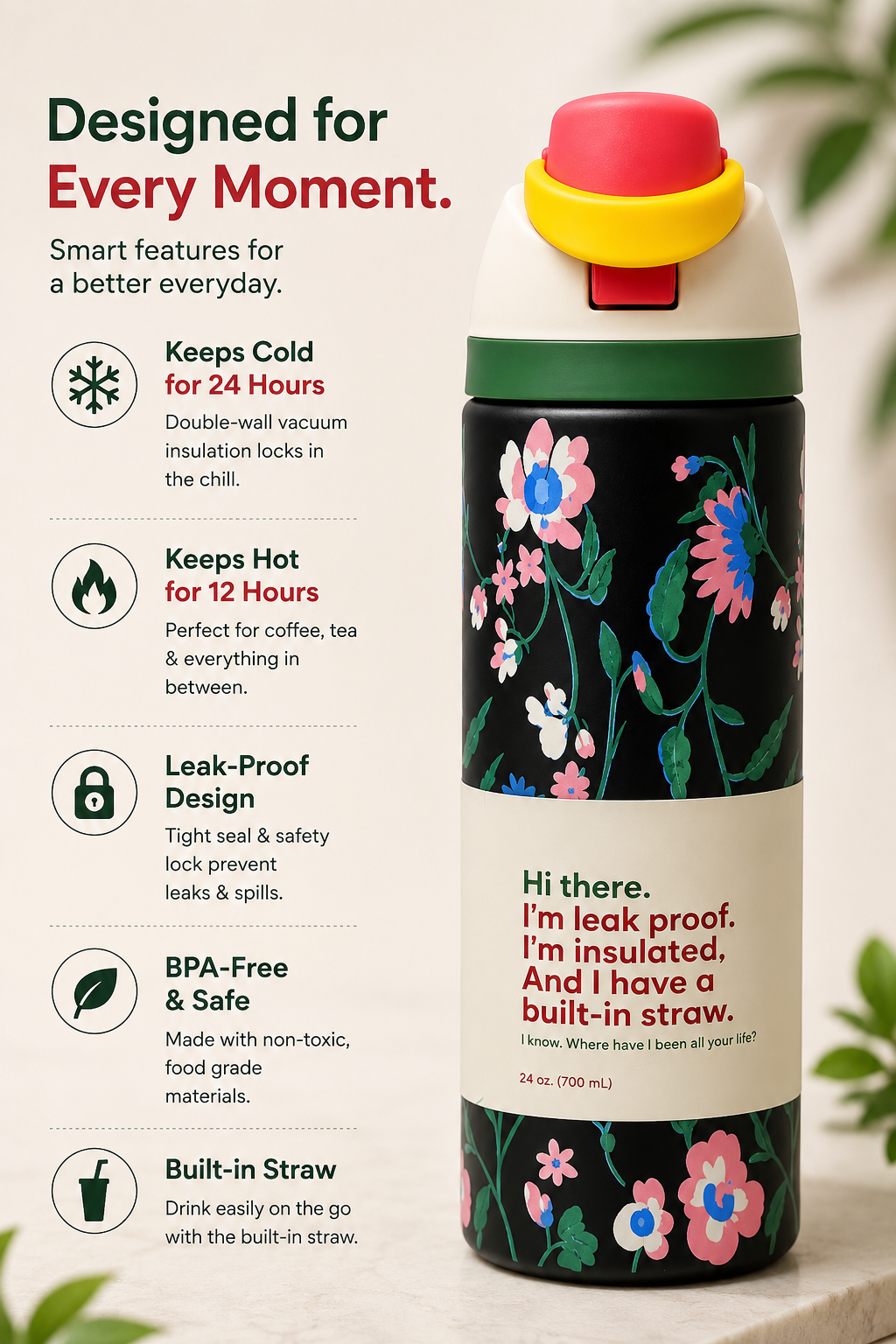 Floral Insulated Bottle