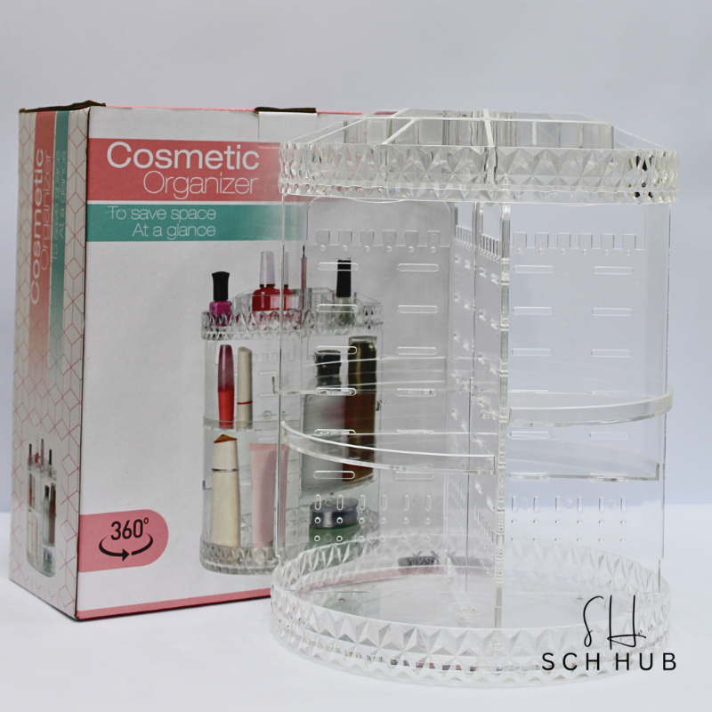 Diamond Shaped Makeup Organizer With 360° Rotating Stand