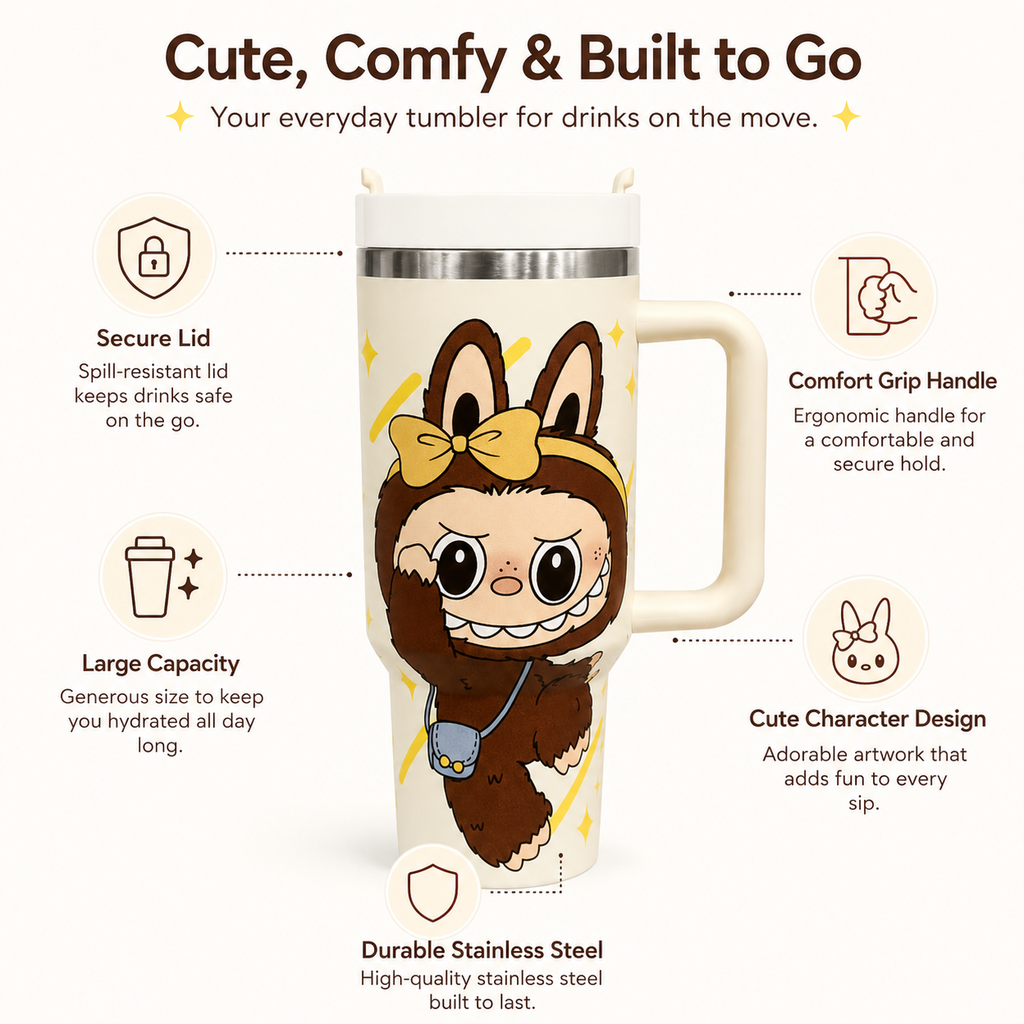 Floral Insulated Labubu Bottle