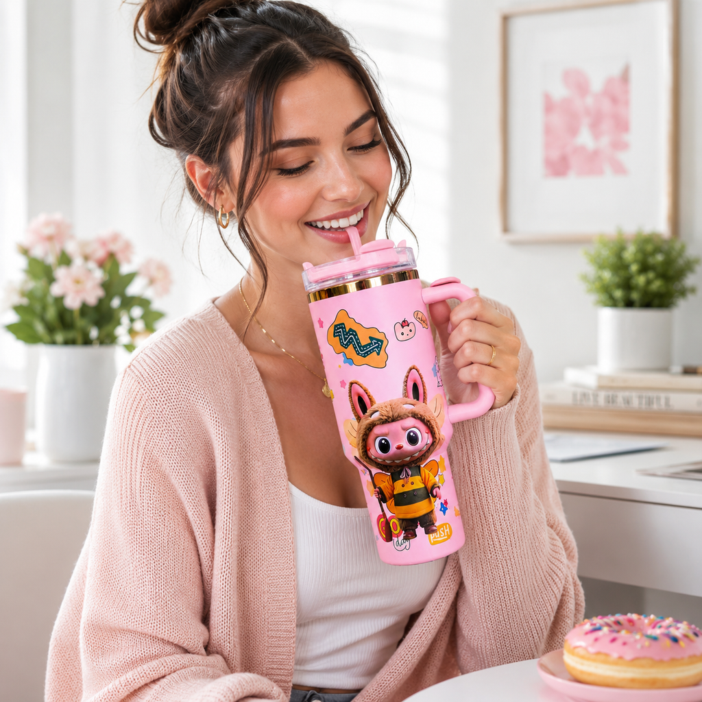 Floral Insulated Labubu Bottle
