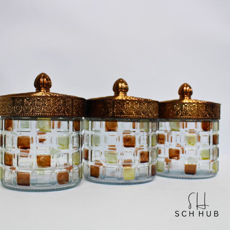 Glass Canister Jar 3 piece Set