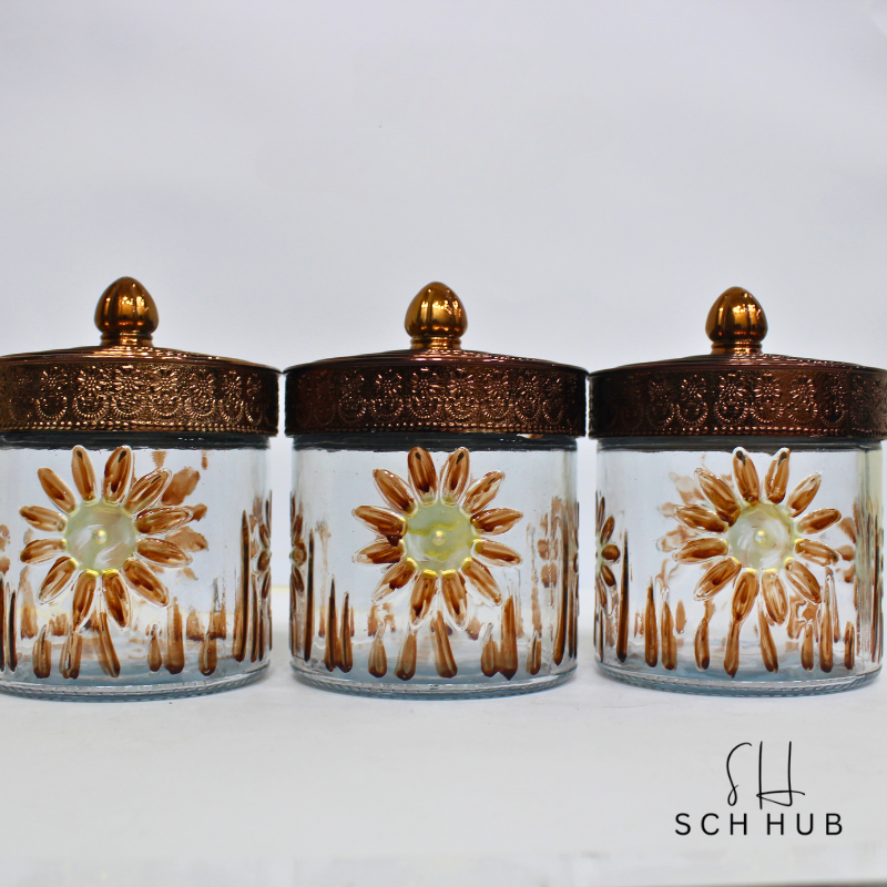 Glass Canister Jar 3 piece Set