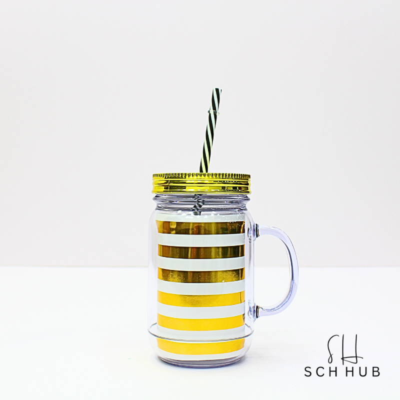 Glass Jar Mug With Straw